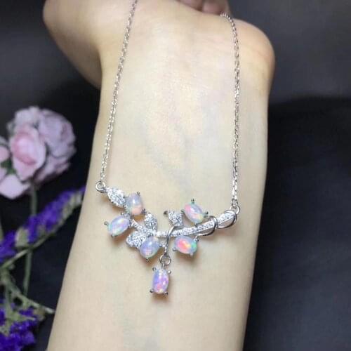 Elegant Birthday Gift Super Quality Luxury Opal necklace pendant 100% Natural Pink Opal pendants 925 sterling silver jewellery