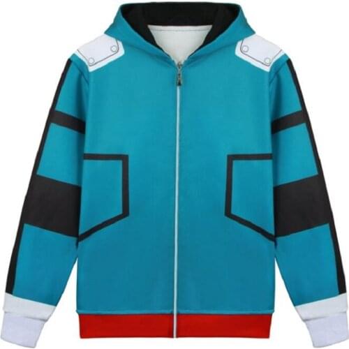 Anime My Hero Academia fleece Jacket cosplay costume Izuku Midoriya Coat Boku no Hero Academia zipper Hoodie School Uniform
