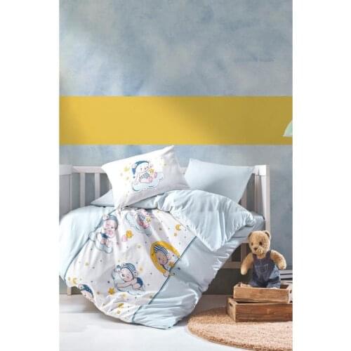 Cotton Box Baby Duvet Cover Set Bear Blue Cute Pretty Darling Melodious Gracious Adorable Nice Sweet Graceful Character Cartoon