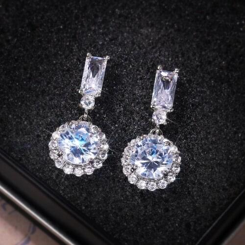 Huitan New Wedding Trend Eternity Dangle Earrings for Women AAA Cubic Zirconia White Color Graceful Female Engagement Jewelry