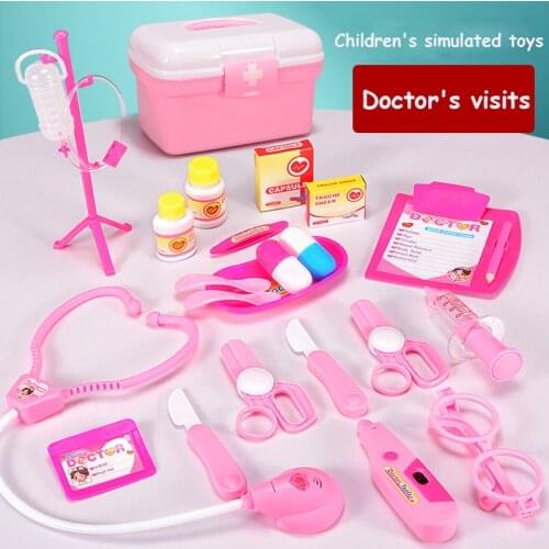 Simulation medicine box doctor injection set safety interactive childrens play house toy girl boy gift box