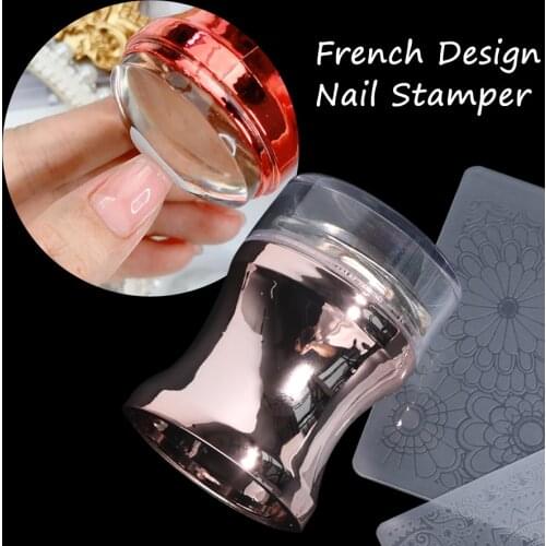 Silicone Stamper Set French Nails Moldels Jelly Print Stamp Plate Stencil all for Manicure Nail Art Stamper Scraper Kit GL1033-1