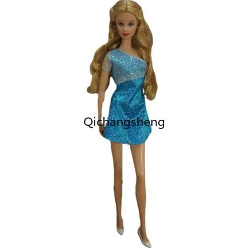 11.5" Doll Outfits Blue Sequin Little Princess Dresses for Barbie Accessories 1/6 BJD Clothes Party Gown Kids Playhouse Toy Gift