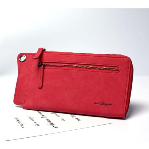 2019 New Fashion Vintage Women Wallets Abrasive Leather Zipper Wallet Womens Long Design Purse Two Fold More Color Clutch