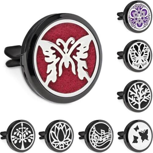 New Butterfly Black 30mm Magnet Open Essential Oil Car Vent Clip Perfume Locket Car Diffuser Locket Free 10 Pads