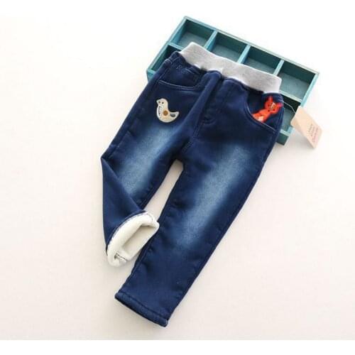 New Arrival Baby Girls Winter Wam Denim Jeans Girls Thick Casual Jeans Kids Winter Trousers Child Warm Pants