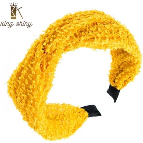 King Shiny Vintage Korean Bowknot Headband for Woman Elegant Center Twisted Wide-brimmed Hairband Girls Washing Face Headpieces