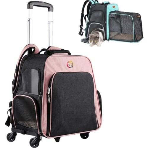Portable Pet Stroller Cat Carrier Bag Breathable Pet Backpack Portable Cat Bag Carrying For Dogs Large Space Trolley Travel Bag