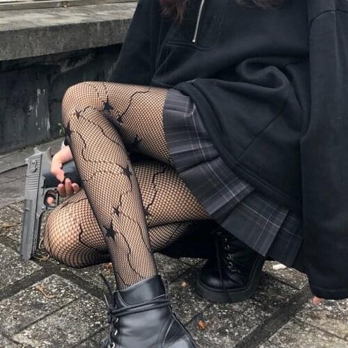 Girl Friend Tights Hot Sale Japanese Lolita Silk Stockings Womens Hosiery Black Five Pointed Star Versatile Fishnet Pantyhose