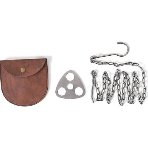 Hanging Ring Hook Camping Campfire Tripod Board Plate with Adjustable Chain for Hanging Cookware Outdoor Tools