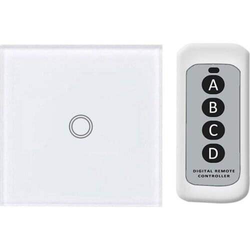 Touch Switch 1/2/3/ Gang 1 Way EU Standard Sensor Wireless Remote Control Wall Lamp Switch Tempered Glass Panel 433MHz