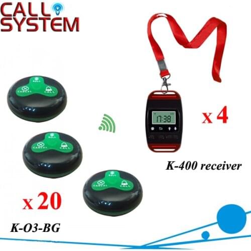 CE Passed Waiter Bell Caller Server System 4 pager with neck rope 20 Alarm clock
