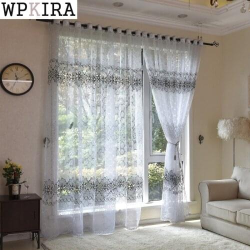 Floral Modern Sheer Tulle Curtains for Living Room Bedroom Kitchen Voile Sheer Curtains for Window Tulle Curtains Drape ZH032&C