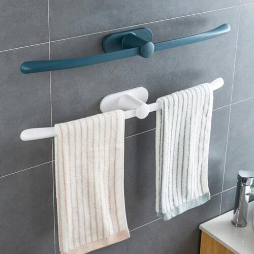 Towel Bar Punch-Free Multifunctional Plastic Bow Shape Hanging Shower Storage Rack for Washroom Holder Towel Bathroom Accessory