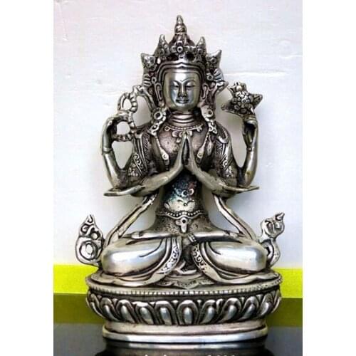 Xd 002960 Tibetan Buddhist bronze four arm guanyin statue
