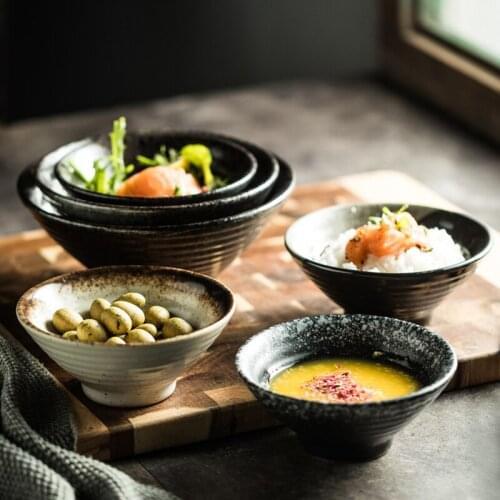 Japanese ceramic creative rice bowl household hat-shaped soup bowl commercial movie props retro wine bowl 4.5/5.5/6.5 inch
