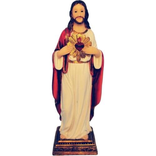 Zayton Jesus Statue Sacred Heart Figure Resin Sculpture Savior Figurine Catholic Christian Religious Gift Home Chapel Decoration