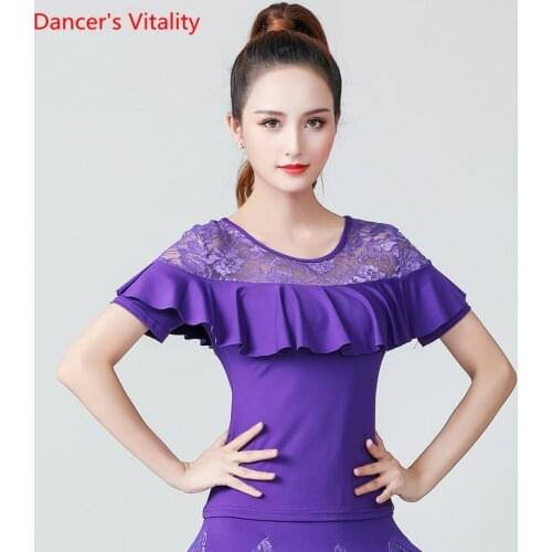 Fashion Dancing Performance Wear Tops Women Ballroom Blouses Latin Waltz Standard Modern Blouses Short Sleeves Dance Wear