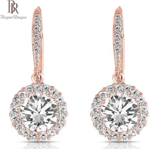 Bague Ringen silver 925 earrings 3 Color silver diamond earrings for women Drop Dangle Round Earrings Pendant party gift