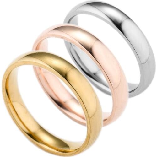 6mm Gold Rings for Women on Fingers Stainless Steel Jewelry for Mens and Womens Ring Accessories Gift Boyfriend/Girlfriend
