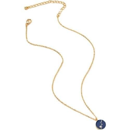 2021 Ins Gold Chain Blue Enamel Pearl Bead Summer Beach Choker Pendant Necklaces Trendy Korean Fashion Women Party Jewelry