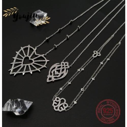 New Womens Heart Shaped Geometric Zircon 925 Silver Adjustable Necklace Luxury Fashion Monaco Exquisite Jewelry Gift