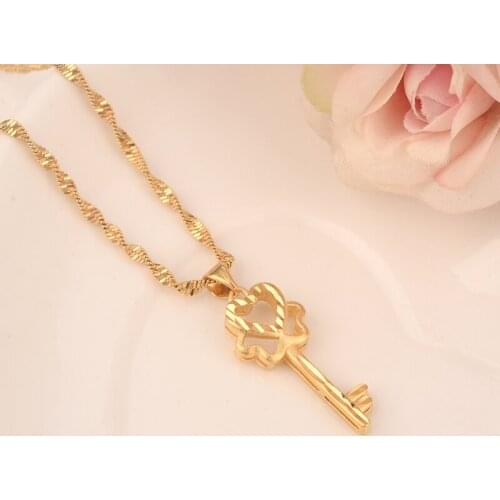 Gold Pendant WITH necklace Gold filled Romantic keychain pendant Vintage Jewelry Women girls Valentines Day Gift mother gift