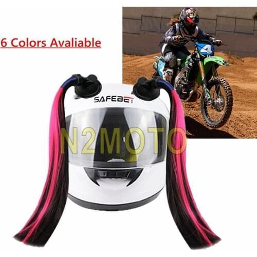 1 Pair Punk Style Motorcycle Twist Dual Pigtails Ponytail Straight Hair Mix Color Helmet Braids Dirt Bike Full Face Helmet Braid