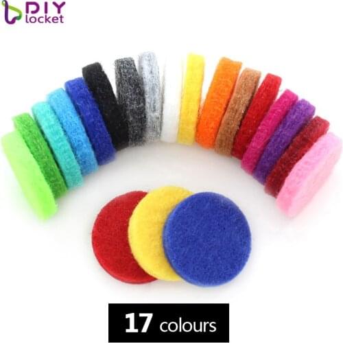 100pcs 17mm Felt Pads suit 25mm Aromatherapy Locket Essential Oil Diffuser Necklace Colorful Floating Locket pendant Pad LSPA03