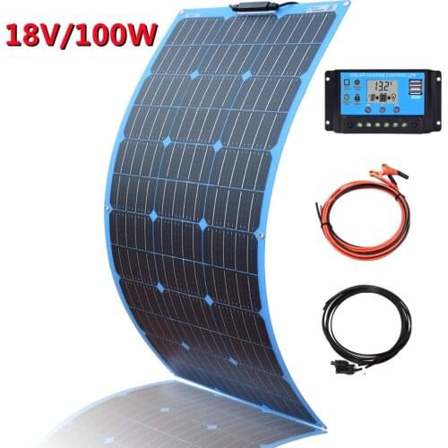 18V 100W Solar Panel Kit 200W Flexible Solares Paneles 12V 24V Battery Charger Module For Camping Vans Boat RV Home PV Panels