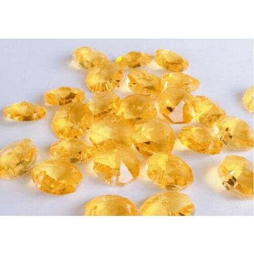 200pc 1 hole and 2 holes octagon beads crystal suncatcher chandelier prism yellow color