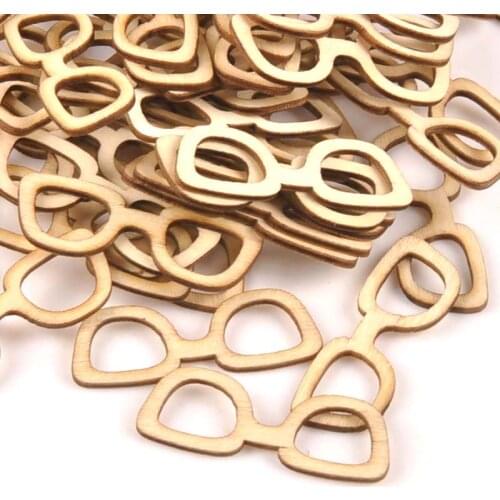 25Pcs Glasses Pattern Wooden Crafts Scrapbooking DIY For Wood Slices Ornaments Home Decoration Accessories Arts 16x43mm m1687