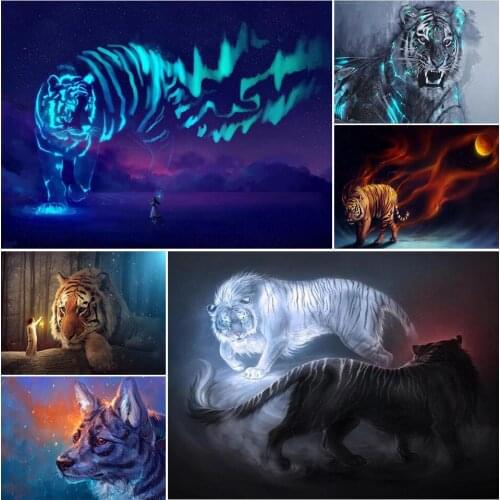 5D DIY Diamond Painting Animal Tiger Kit Full Drill Square Embroidery Diamond Mosaic Art Picture Crystal Crafts Home Decor Gift