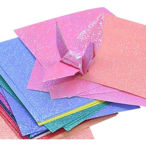 50pcs Multi Size Square Origami Paper Single-sided Glitter Folding Solid Color Papers For Kids Handmade Carfts DIY Scrapbooking