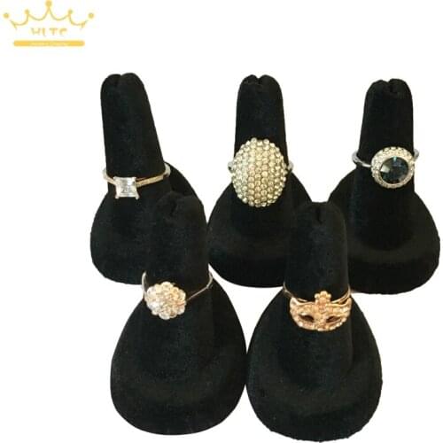 Black Velvet/ White Leather Mini Jewelry Finger Ring Holder 5pcs/lot Jewellery Showed Shelf 5.5*4*5cm