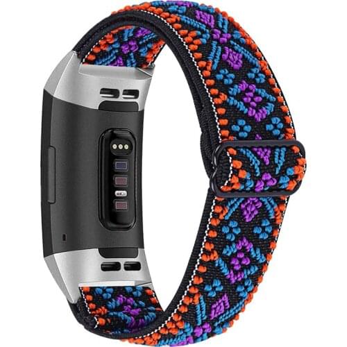 Elastic Nylon Watchbands For Fitbit Charge 4 Band Solo Loop Stretchy Watch Strap For Fitbit Charge 3 Bracelet Women Men