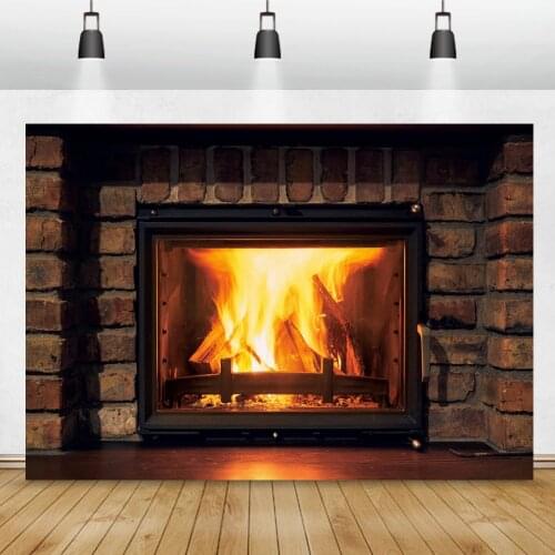 Winter Fireplace Backdrop For Photography Burning Fire Christams Party Decor Photozone Photographic Background Photo Studio
