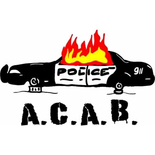 Fuzhen Boutique Decals Exterior Accessories Burning Police ACAB Vinyl Car Wrap Cartoon Windows Car Stickers Personality Decal