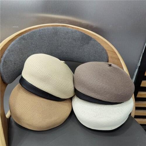 New Quality Fine Grass Beret Beanie Hat Summer Spring Caps Gift French Classic Solid Beret Hats For Women Painter Octagonal Hat