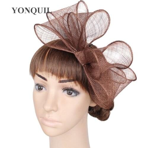 Brown Bowknot Fedora High Quality Sinamay Fascinator Church Hat Bridal Headpiece For Wedding Kentucky Derby Ascot Races OF1519