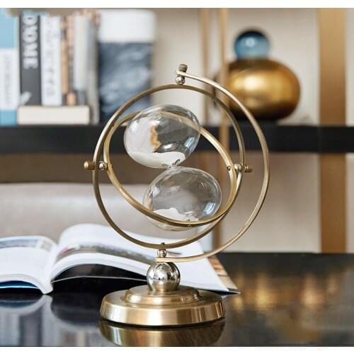 Creative Nordic Gold metal globe Hourglass Decorative ornaments Modern home living room desktop Crafts decoration Timer figurine