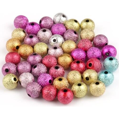 4mm-12mm Mixed Color Round Matte Acrylic Plastic Stardust Loose Spacer Beads for Needlework Jewelry Making Handmade Diy Bracelet