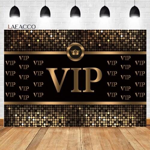 Laeacco Vip Party Photocall Black Golden Sequins Polka Dots Customized Photography Backdrops Birthday Backgrounds Photo Studio