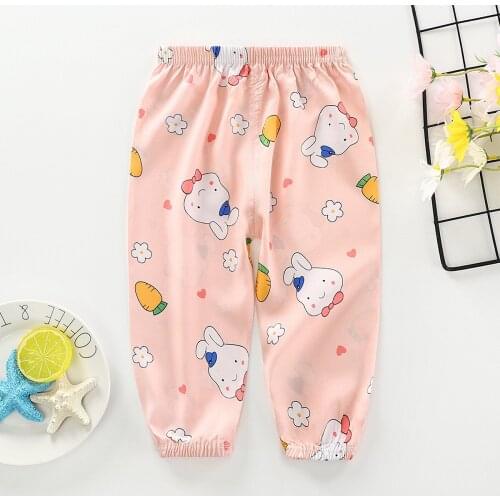 Summer Thin Style Harem Pants Kids Trousers Cartoon Cute Casual Girls Pants Big Boys Anti-mosquito Pants Tide Brand