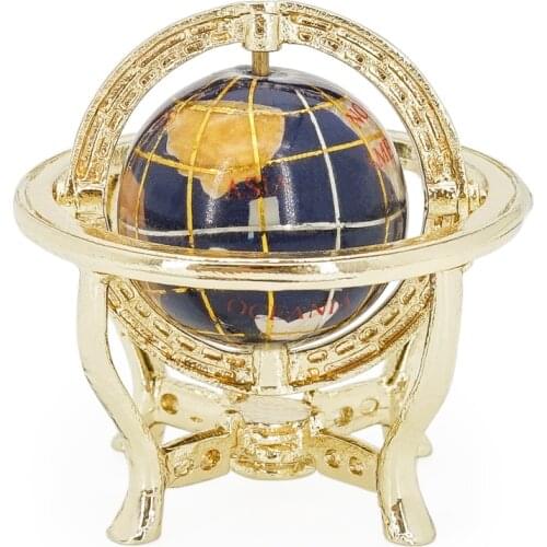 Odoria 1:12 Miniature Turnable Globe With Golden Stand Rolling Globe Dollhouse Furniture Accessories