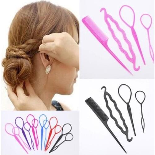 Fashion 4pcs/set Women Girls Fast Easy Magic Bun Princess Hairstyle Popular Hair Artifact Tool Hair Braider Maker Styling Tool