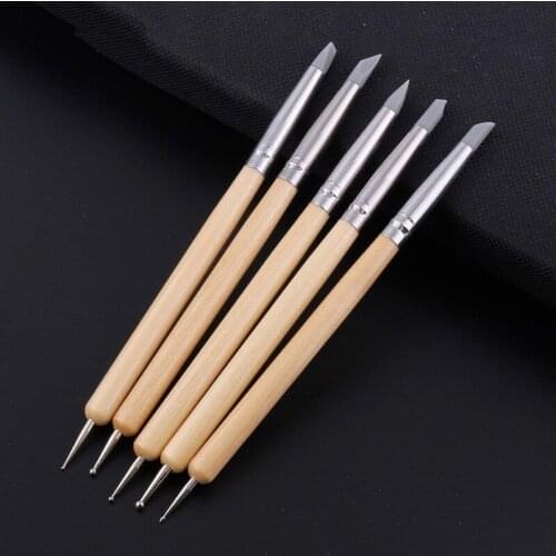 5PCS Double-ended Dotting Tools Set Nail Art Embossing Tools Pottery Craft Art Silicone Brushes Pottery Clay Ceramics Tools