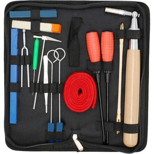 Piano Tuning Kit 16Pcs Professional Piano Tuners Tools Set Wrench Hammer Mute Fork Screwdriver Belt Tweezers Clip