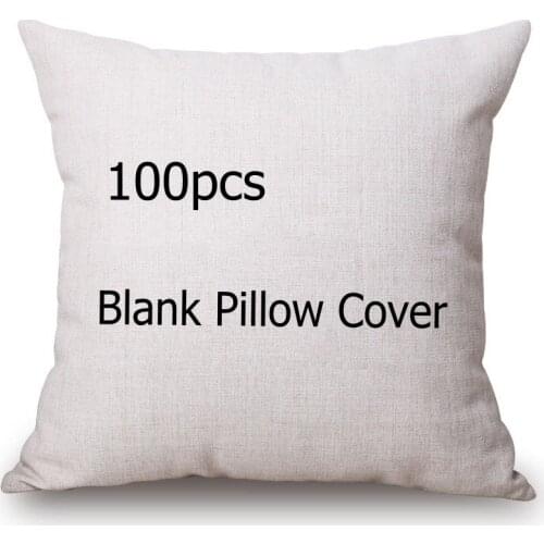 100pcs Solid Blank Sublimation Heat Transfer Print Sofa Cushion Cover 18" Square Linen Custom Personalized Throw Pillow Case