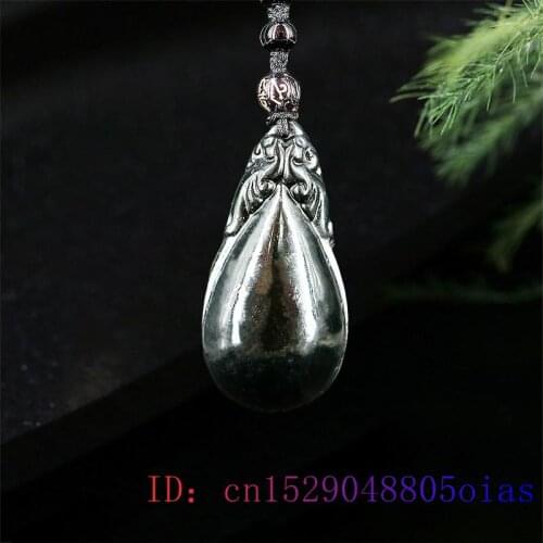 Jade Phoenix Pendant Chinese Flower Gifts Obsidian Necklace Black Green Women Accessories Carved Natural Charm Jewelry Amulet